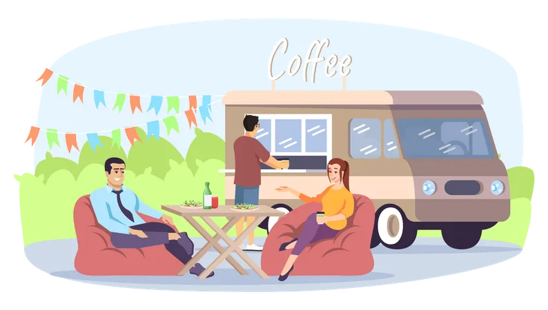 Colleagues meeting on coffee Illustration