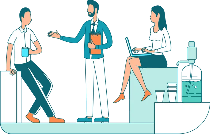 Colleagues On Break Flat Color Vector Faceless Characters Company Coworkers Staff Communication Corporate Occupation Isolated Cartoon Illustration For Web Graphic Design And Animation Illustration