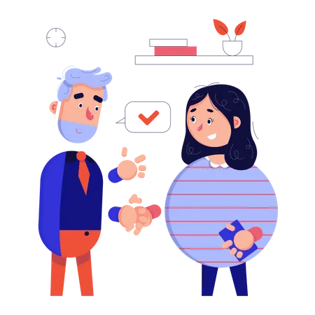 Colleagues shake hands  Illustration