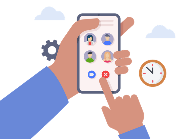 Colleagues talk to each other on mobile phone  Illustration