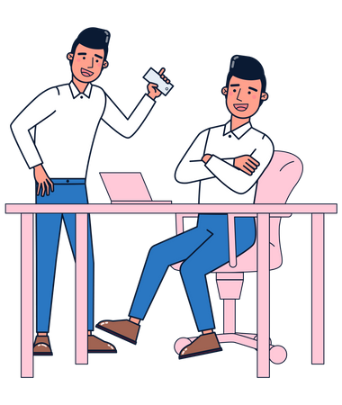 Colleagues talking at office Illustration