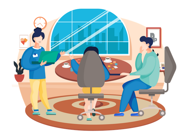 Colleagues talking in the office  Illustration