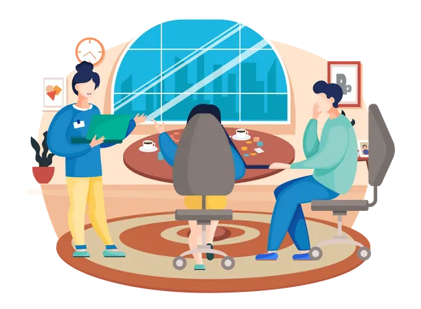 Colleagues talking in the office  Illustration