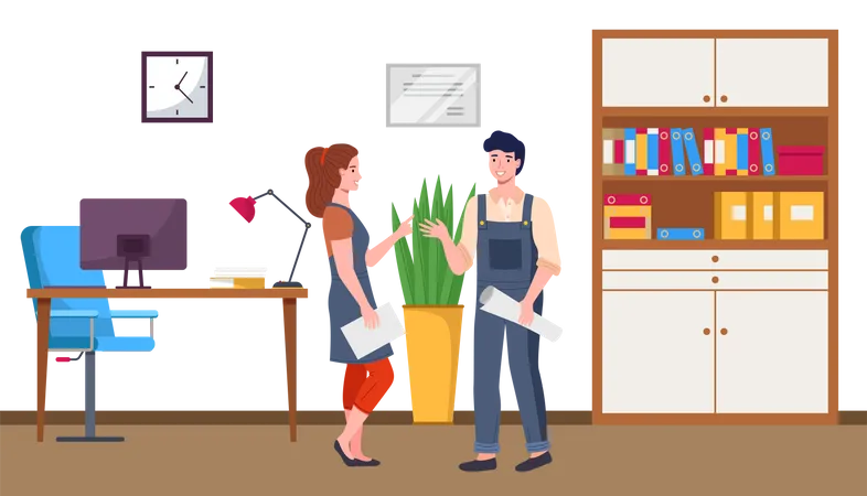 Colleagues talking to each other Illustration