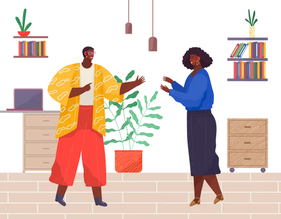 Colleagues talking to each other Illustration