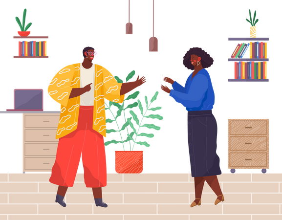 Colleagues talking to each other  Illustration