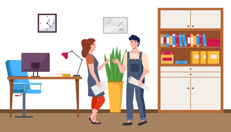 Colleagues talking to each other  Illustration