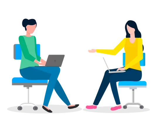 Colleagues Working  Illustration