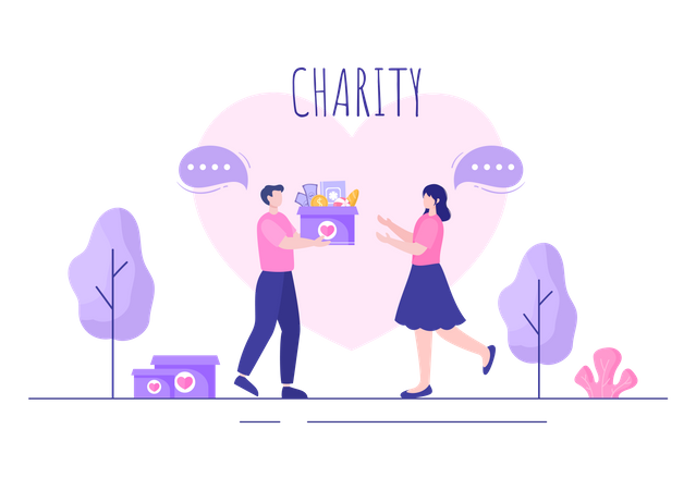 Collecte de dons pour une œuvre caritative main dans la main  Illustration