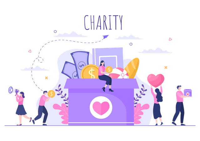 Collecting charity donation  Illustration