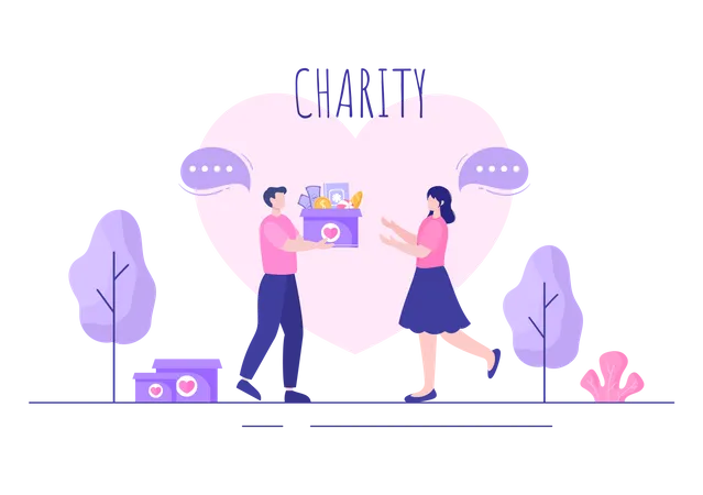 Collecting donation for charity hand to hand  Illustration