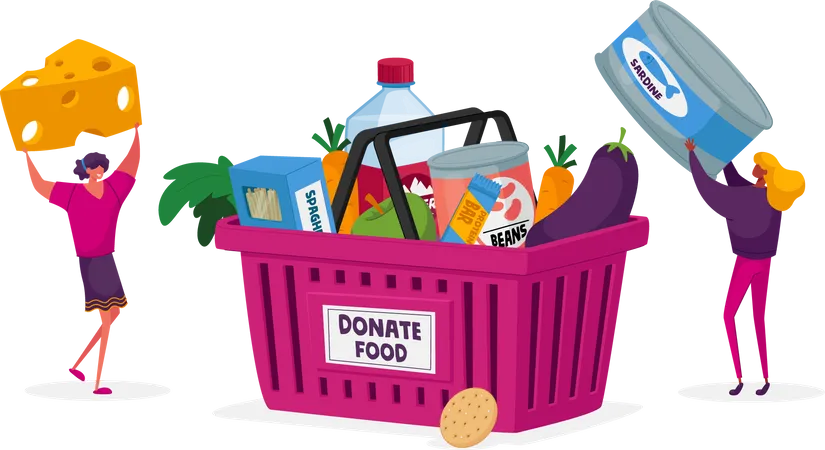 Collecting food for donation Illustration