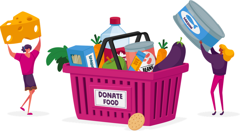 Collecting food for donation  Illustration