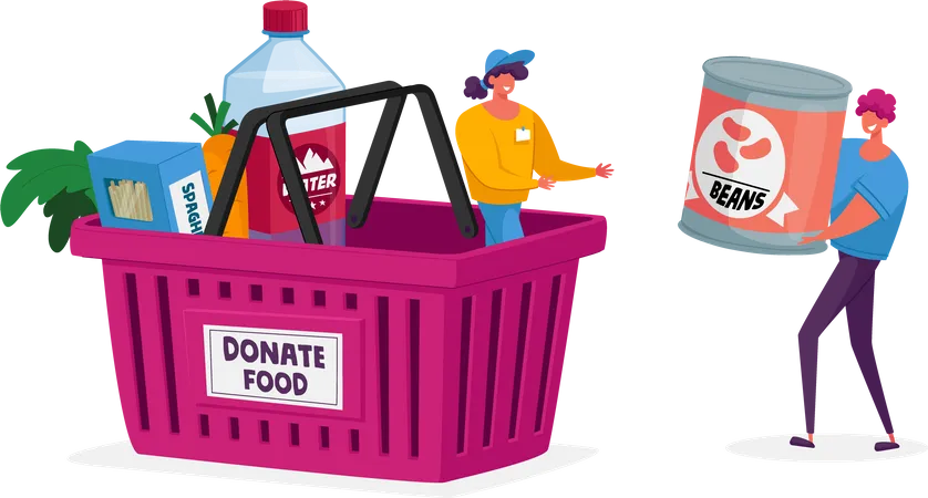 Collecting food for donation  Illustration