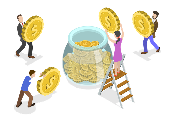 Collecting Money  Illustration