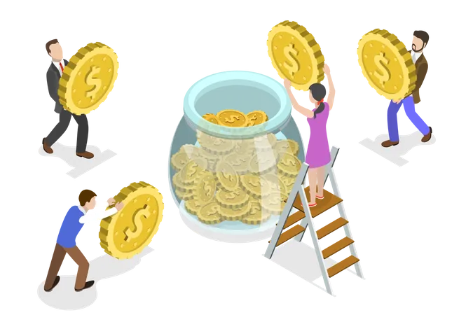 Collecting Money  Illustration