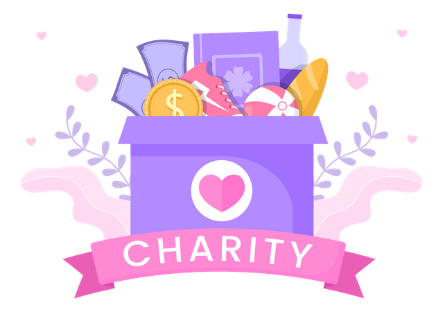 Collecting resources for charity donation Illustration