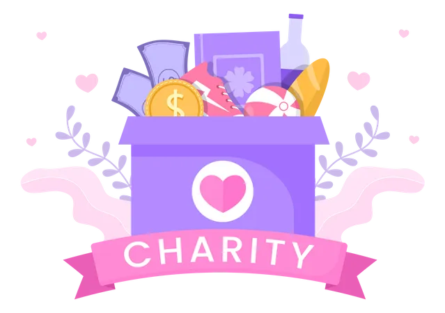 Collecting resources for charity donation Illustration