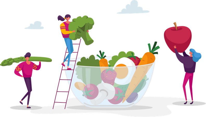 Collecting vegan food for health purposes  Illustration