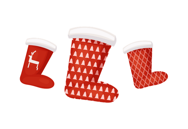 Collection de chaussettes rouges du Père Noël  Illustration