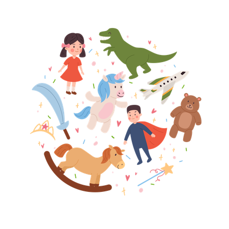 Collection de jouets préférée des enfants  Illustration