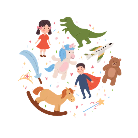 Collection de jouets préférée des enfants  Illustration