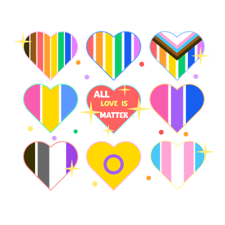 Collection of Colorful Hearts  Illustration