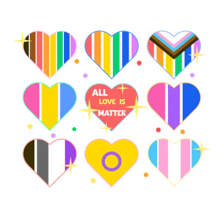 Collection of Colorful Hearts  Illustration