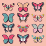 illustrations for pink butterflies