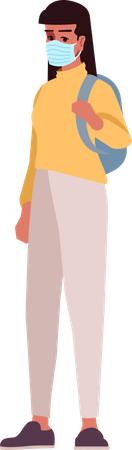 College girl in N95 mask  Illustration