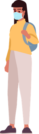 College girl in N95 mask  Illustration