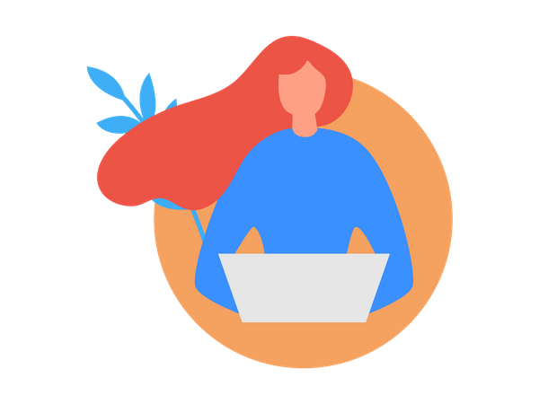 College girl student learning with laptop  Illustration