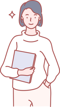 College girl with book  Illustration