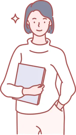 College girl with book  Illustration