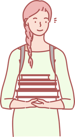 College girl with books  Illustration