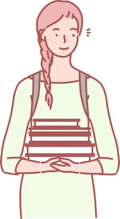 College girl with books  Illustration