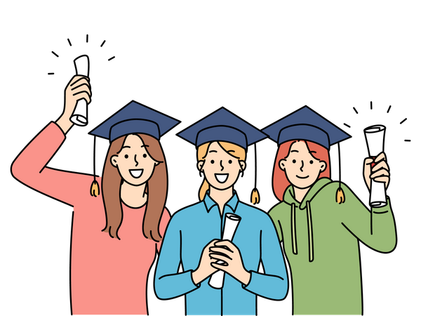 College graduated students  Illustration