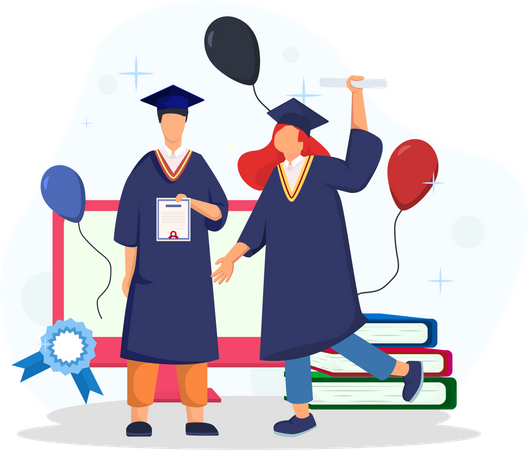 College student celebrating graduation  Illustration