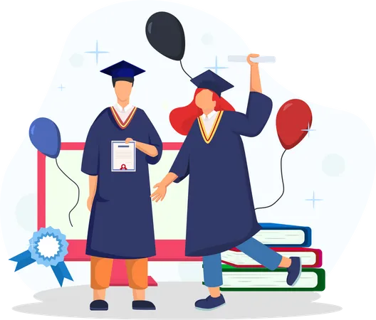 College student celebrating graduation  Illustration