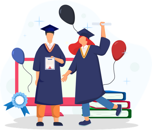 College student celebrating graduation  Illustration