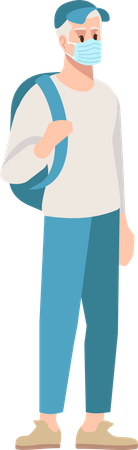 College student in surgical mask  Illustration