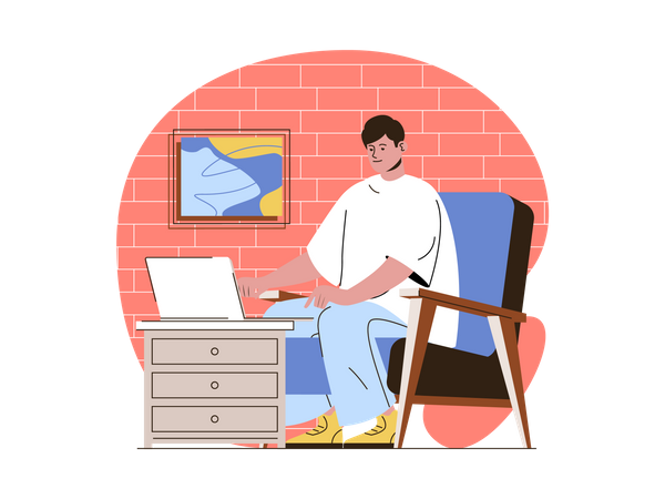 College student learning from home  Illustration