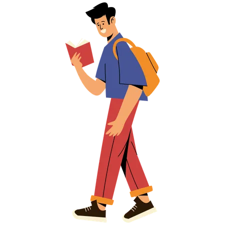 College Student Read Book  Illustration