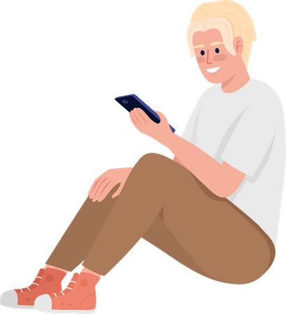 College student with smartphone Illustration