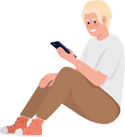 College student with smartphone Illustration