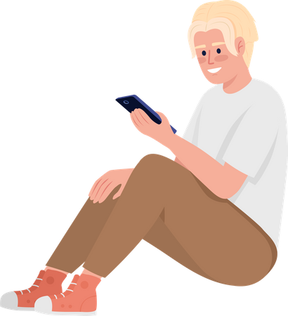 College student with smartphone  Illustration