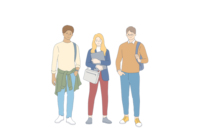 College students going to college  Illustration