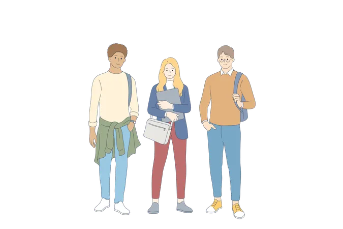 College students going to college  Illustration
