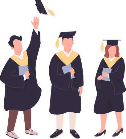 College students holding bachelor diplomas  Illustration