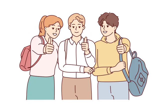 College students showing thumbs up  Illustration